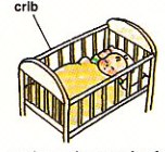 putting the baby to bed in the crib